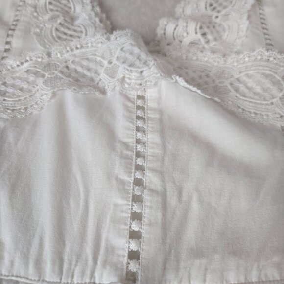 Eri + Ali White Lace Boho Prairie Dress Puff Sleeve Midi Cottagecore  L/XL - Picture 11 of 14